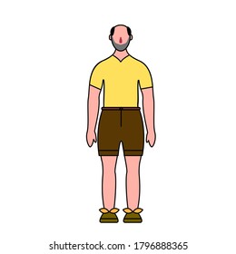 Vector people image. Characters illustration. Grandpa in shorts