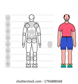 Vector people image. Characters illustration. Building the image of an old man. Skeleton of an old man