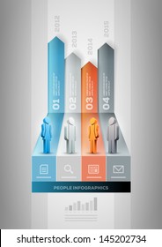 Modelo de design infográfico de pessoas vetoriais. Os elementos são dispostos em camadas separadamente no arquivo de vetor.