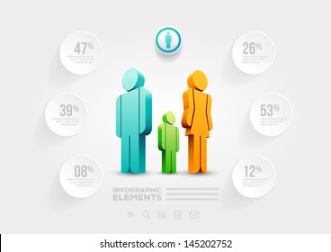 Vector People Infographic Design Template. Elements Are Layered Separately In Vector File.