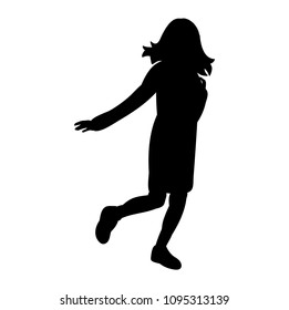 vector, people, isolated silhouette girl jumping