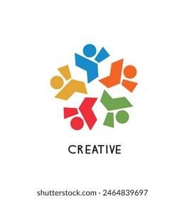 Vector people logo creative team, work design colorful concept, people connection icon, business network logo, infographic about social networks and communication, abstract symbol of connected people.