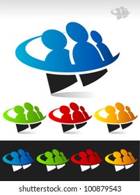 Vector people logo icon with swoosh element