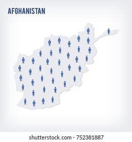 Vector people map of Afghanistan . The concept of population. Can be used for presentations, advertising, infographics and the visualization of the statistics.