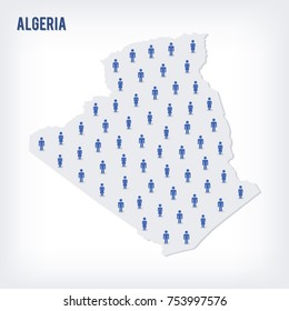 Vector people map of Algeria. The concept of population. Can be used for presentations, advertising, infographics and the visualization of the statistics.
