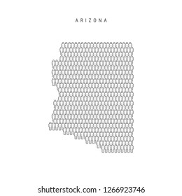 Vector People Map of Arizona, US State. Stylized Silhouette, People Crowd in the Shape of a Map of Arizona. Arizona Population. Illustration Isolated on White Background.