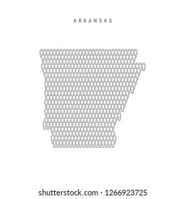 Vector People Map of Arkansas, US State. Stylized Silhouette, People Crowd in the Shape of a Map of Arkansas. Arkansas Population. Illustration Isolated on White Background.