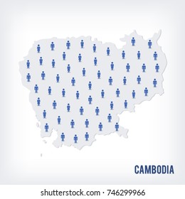 Vector people map of Cambodia . The concept of population. Can be used for presentations, advertising, infographics and the visualization of the statistics.