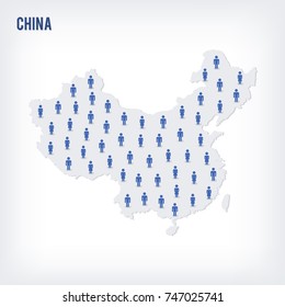 Vector people map of China . The concept of population.