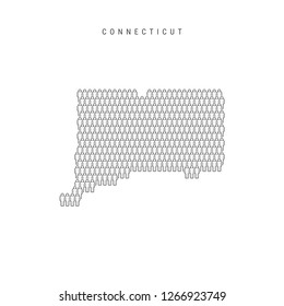 Vector People Map of Connecticut, US State. Stylized Silhouette, People Crowd in the Shape of a Map of Connecticut. Connecticut Population. Illustration Isolated on White Background.
