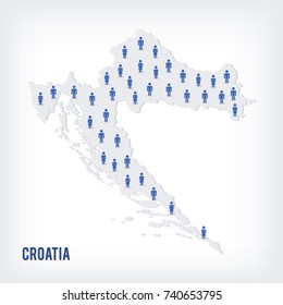 Vector people map of Croatia . The concept of population. Can be used for presentations, advertising, infographics and the visualization of the statistics.