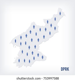 Vector people map of Democratic People's Republic of Korea . The concept of population. Can be used for presentations, advertising, infographics and the visualization of the statistics.