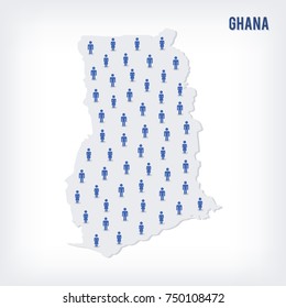 Vector people map of Ghana. The concept of population. Can be used for presentations, advertising, infographics and the visualization of the statistics.
