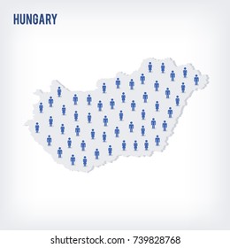 Vector people map of Hungary . The concept of population. Can be used for presentations, advertising, infographics and the visualization of the statistics.