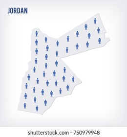 Vector people map of Jordan . The concept of population. Can be used for presentations, advertising, infographics and the visualization of the statistics.