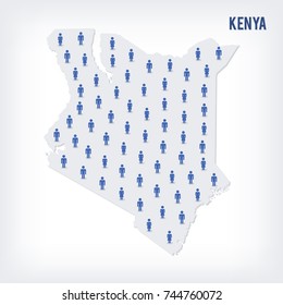 Vector people map of Kenya. The concept of population. Can be used for presentations, advertising, infographics and the visualization of the statistics.
