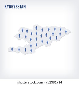 Vector people map of Kyrgyzstan . The concept of population. Can be used for presentations, advertising, infographics and the visualization of the statistics.
