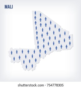 Vector people map of Mali. The concept of population. Can be used for presentations, advertising, infographics and the visualization of the statistics.