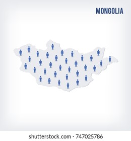 Vector people map of Mongolia . The concept of population.