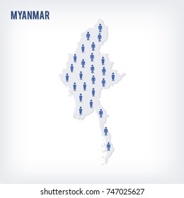 Vector people map of Myanmar . The concept of population.