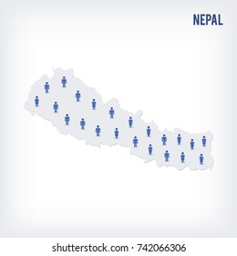 Vector people map of Nepal . The concept of population. Can be used for presentations, advertising, infographics and the visualization of the statistics.