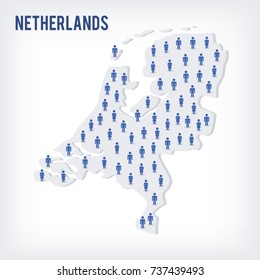 Vector people map of Netherlands . The concept of population. Can be used for presentations, advertising, infographics and the visualization of the statistics.
