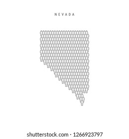 Vector People Map of Nevada, US State. Stylized Silhouette, People Crowd in the Shape of a Map of Nevada. Nevada Population. Illustration Isolated on White Background.