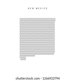 Vector People Map of New Mexico, US State. Stylized Silhouette, People Crowd in the Shape of a Map of New Mexico. New Mexico Population. Illustration Isolated on White Background.