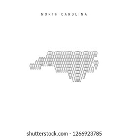 Vector People Map of North Carolina, US State. Stylized Silhouette, People Crowd in the Shape of a Map of North Carolina. North Carolina Population. Illustration Isolated on White Background.