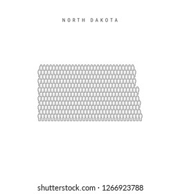 Vector People Map of North Dakota, US State. Stylized Silhouette, People Crowd in the Shape of a Map of North Dakota. North Dakota Population. Illustration Isolated on White Background.