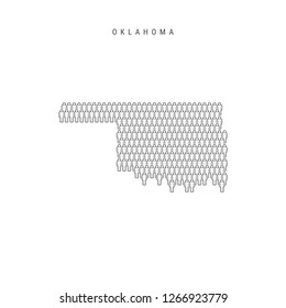 Vector People Map of Oklahoma, US State. Stylized Silhouette, People Crowd in the Shape of a Map of Oklahoma. Oklahoma Population. Illustration Isolated on White Background.