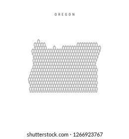 Vector People Map of Oregon, US State. Stylized Silhouette, People Crowd in the Shape of a Map of Oregon. Oregon Population. Illustration Isolated on White Background.