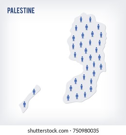 Vector people map of Palestine. The concept of population. Can be used for presentations, advertising, infographics and the visualization of the statistics.