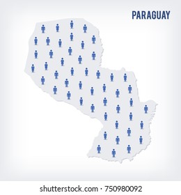 Vector people map of Paraguay. The concept of population. Can be used for presentations, advertising, infographics and the visualization of the statistics.