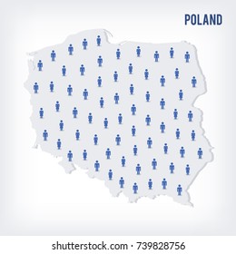 Vector people map of Poland. The concept of population. Can be used for presentations, advertising, infographics and the visualization of the statistics.