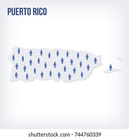 Vector people map of Puerto Rico. The concept of population. Can be used for presentations, advertising, infographics and the visualization of the statistics.