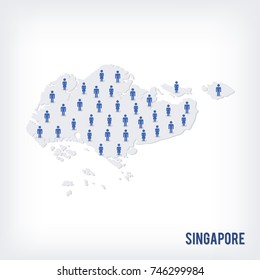 Vector people map of Singapore. The concept of population. Can be used for presentations, advertising, infographics and the visualization of the statistics.