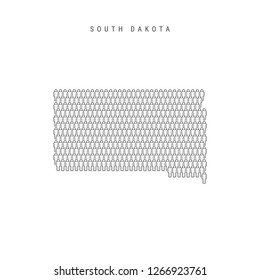 Vector People Map of South Dakota, US State. Stylized Silhouette, People Crowd in the Shape of a Map of South Dakota. South Dakota Population. Illustration Isolated on White Background.