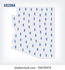 Vector people map of of State of Arizona. The concept of population. Can be used for presentations, advertising, infographics and the visualization of the statistics.