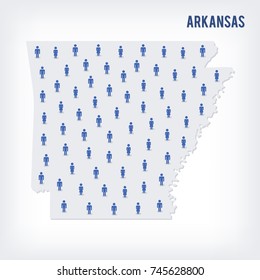 Vector people map of of State of Arkansas. The concept of population. Can be used for presentations, advertising, infographics and the visualization of the statistics.