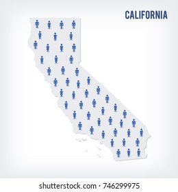 Vector people map of of State of California. The concept of population. Can be used for presentations, advertising, infographics and the visualization of the statistics.