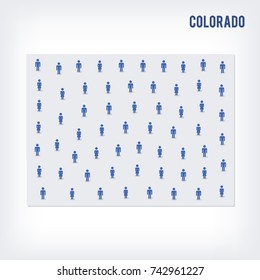 Vector people map of of State of Colorado. The concept of population. Can be used for presentations, advertising, infographics and the visualization of the statistics.