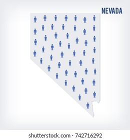 Vector people map of of State of Nevada. The concept of population. Can be used for presentations, advertising, infographics and the visualization of the statistics.