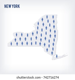 Vector people map of of State of New York. The concept of population. Can be used for presentations, advertising, infographics and the visualization of the statistics.