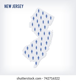 Vector people map of of State of New Jersey. The concept of population. Can be used for presentations, advertising, infographics and the visualization of the statistics.