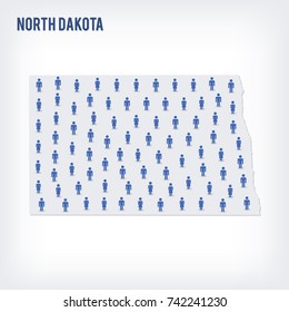Vector people map of of State of North Dakota. The concept of population. Can be used for presentations, advertising, infographics and the visualization of the statistics.