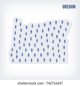 Vector people map of of State of Oregon. The concept of population. Can be used for presentations, advertising, infographics and the visualization of the statistics.