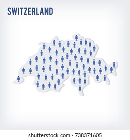 Vector people map of Switzerland. The concept of population. Can be used for presentations, advertising, infographics and the visualization of the statistics.