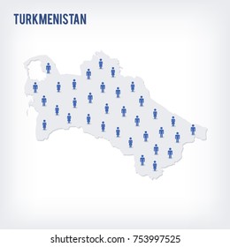 Vector people map of Turkmenistan . The concept of population. Can be used for presentations, advertising, infographics and the visualization of the statistics.