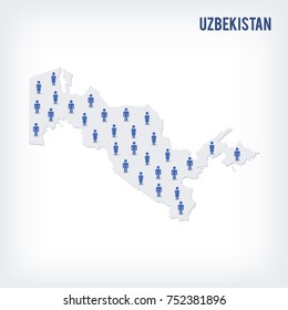 Vector people map of Uzbekistan . The concept of population. Can be used for presentations, advertising, infographics and the visualization of the statistics.